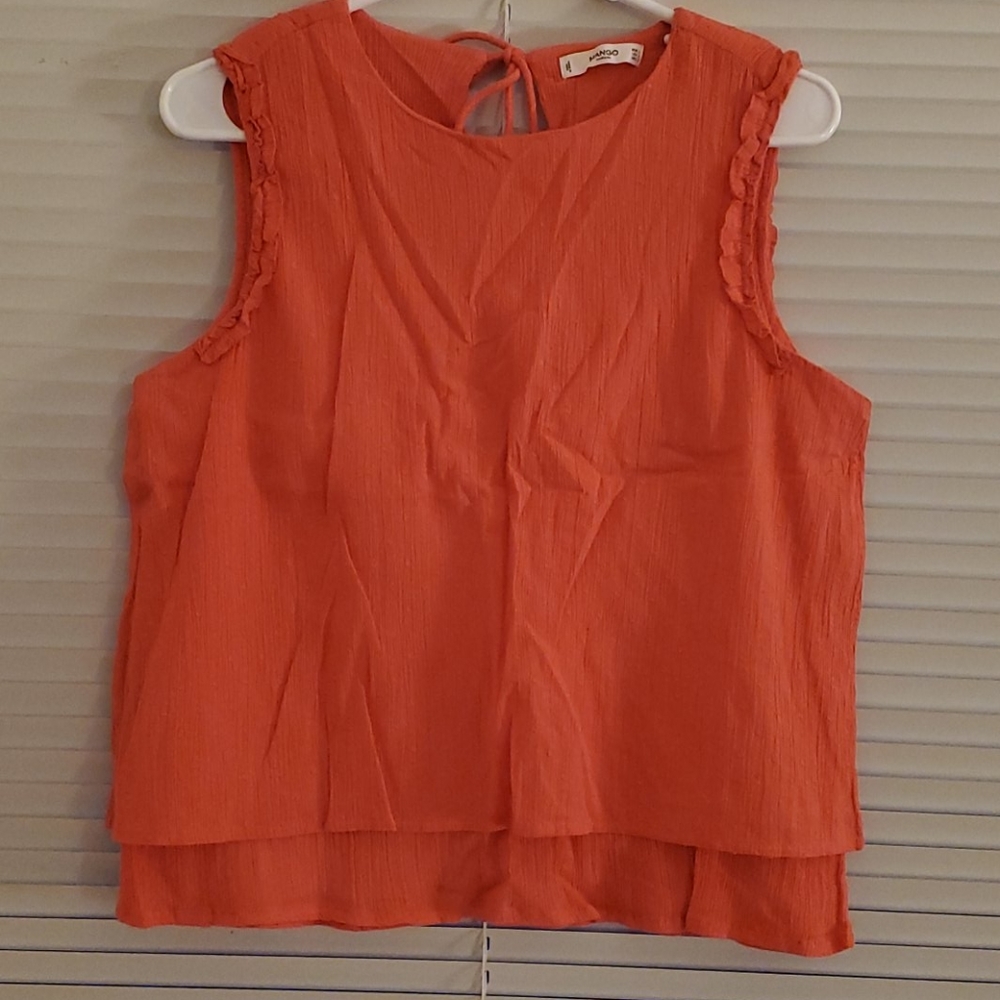 Layered coral linen Mango top
